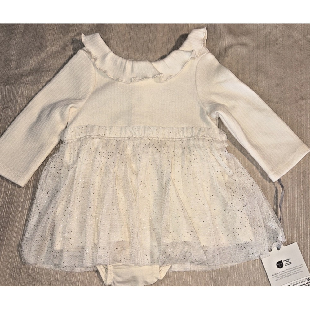 Cloud Island Off White Winter Dress W/ Bottoms - 0-3m